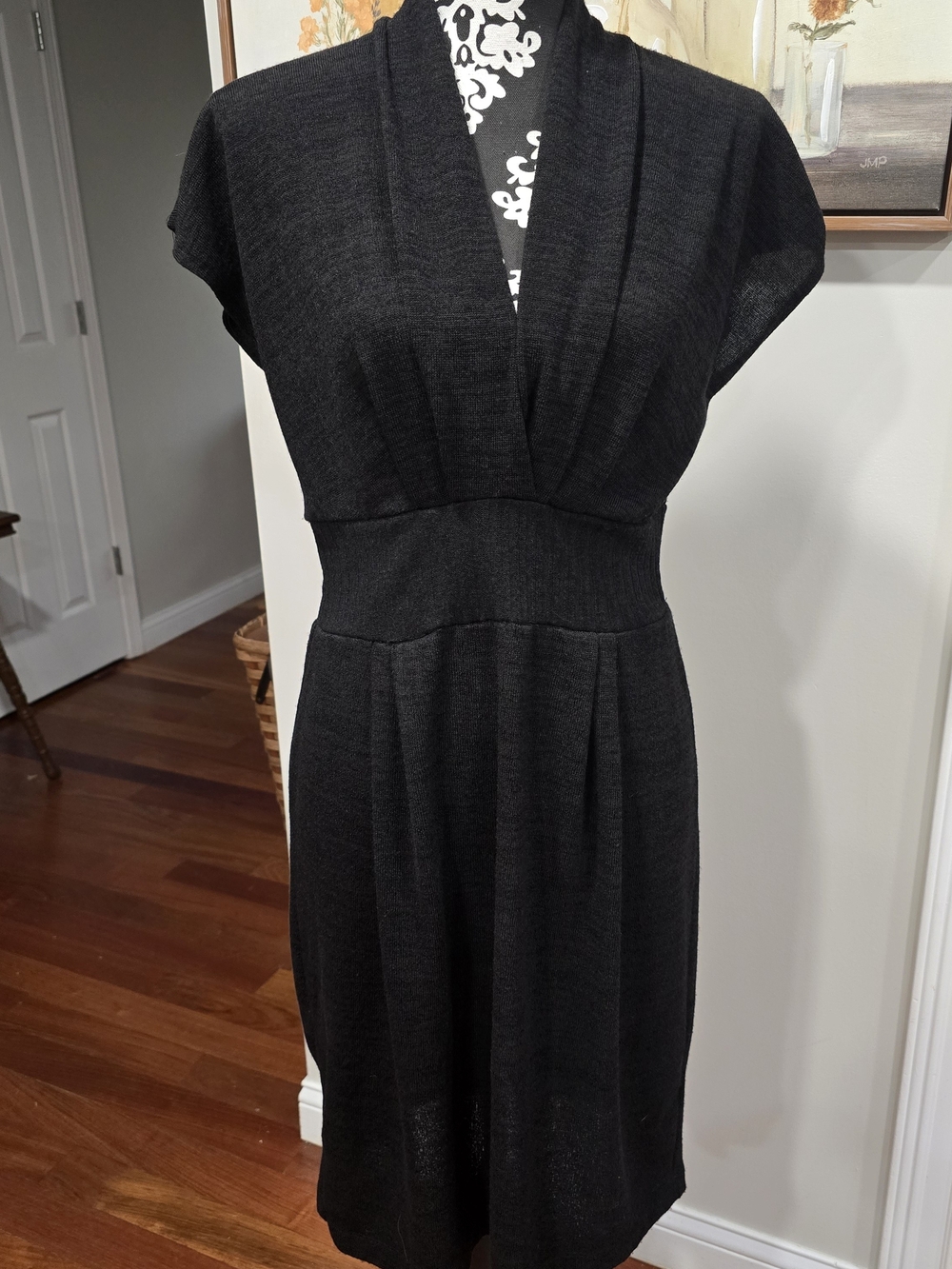 Maurices Black Midi Dress with V-Neck and Pleated Skirt